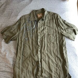 Surfer Button-Up Shirt with Wave Detail